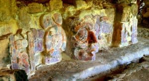 Templo de los mascarones - Detail - EdznÃ¡ - Campeche
