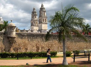 Wall and cathedral of Campeche