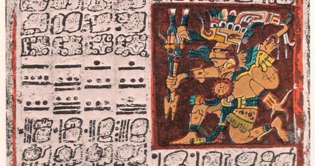 Ausschnitt aus dem Dresden Codex - Mayakalender - Die Ruinenstädte der Maya