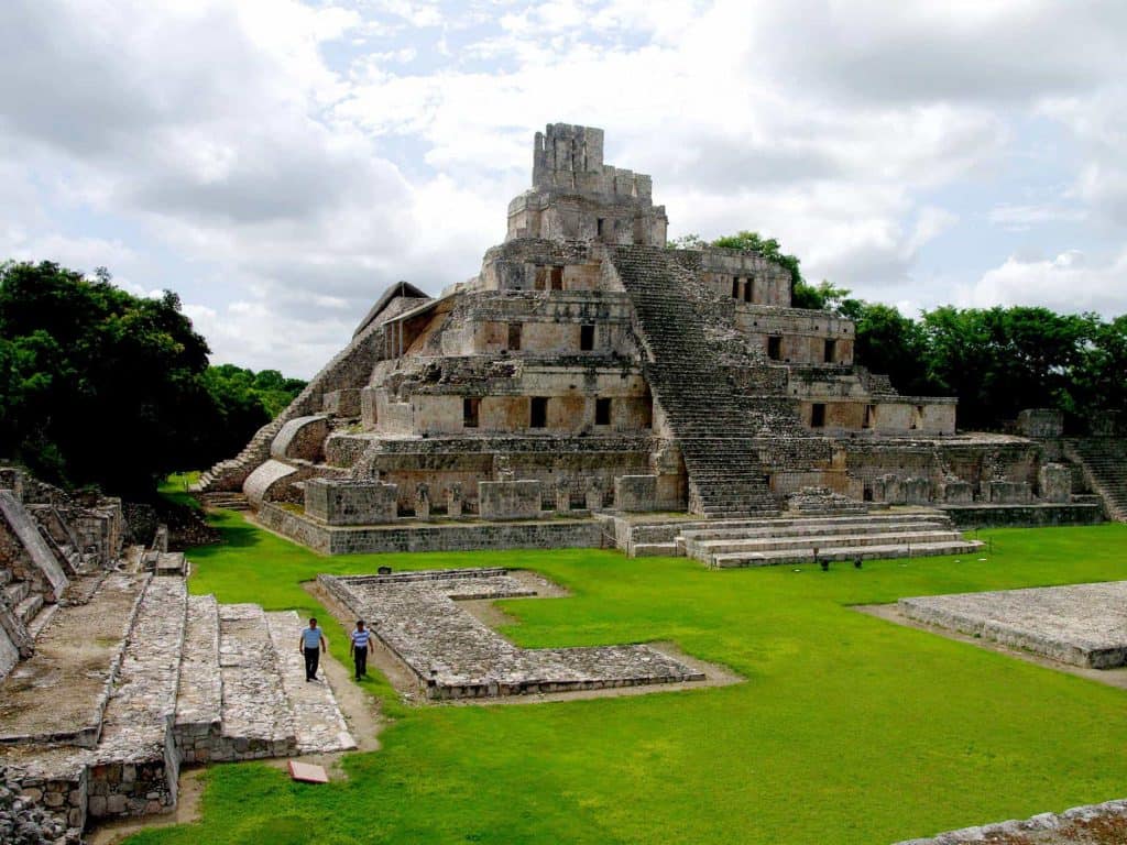 The Temple of the Five Stories - Frontal View - El Édificio de los Cinco Pisos - EdznÃ¡ - Campeche
