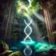 DNA-Spirale in einer Cenote - KI generiert