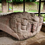 Zoomorph B. Dedicated by Cauac Sky on 9.17.10.0.0, 12 Ahau 8 Pax (30th November 780AD), Zoomorph B appears to be part of a trinity of stones that relate to the Creation Myth